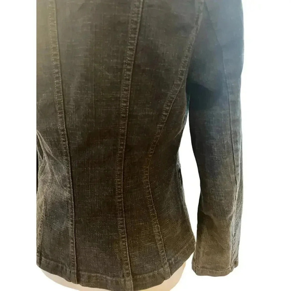 CAROLS DENIM BLACK JACKET NWT floral embroidry womens size small - Picture 8 of 9